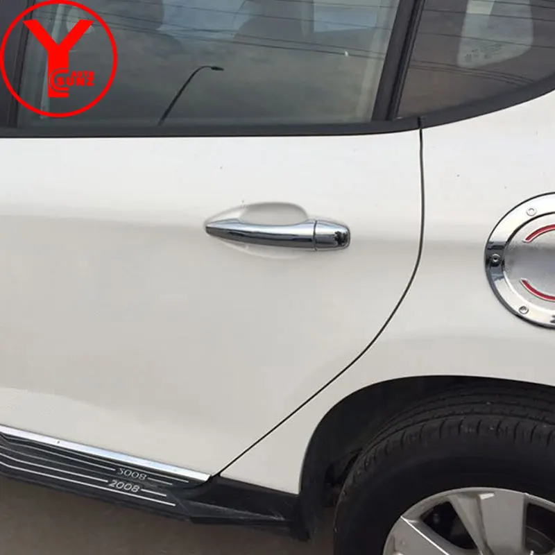 chrome door handle cover For peugeot 2008 1.6T 2013 2014 2015 2016 2017 ABS Door Handle Bowl Cover car parts accessories YCSUNZ |