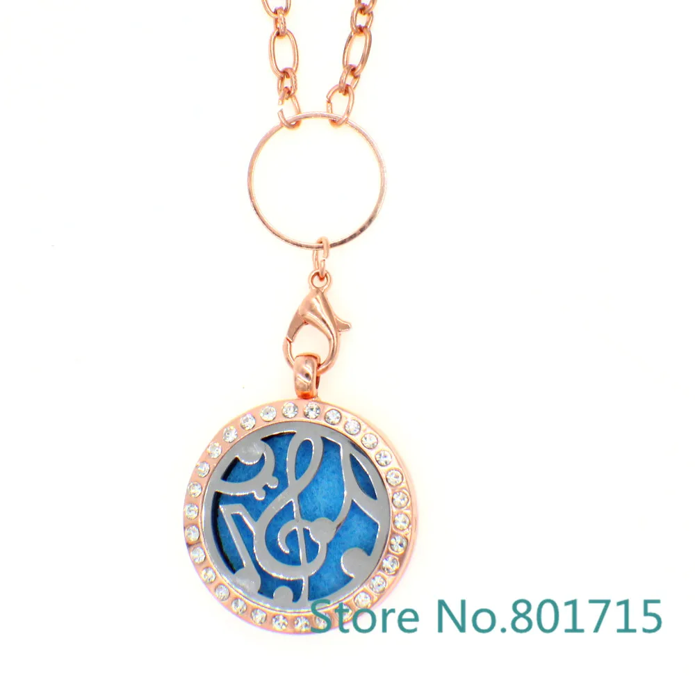 Розовое золото Стразы музыкальная нотация рандомный медальон из нержавеющей