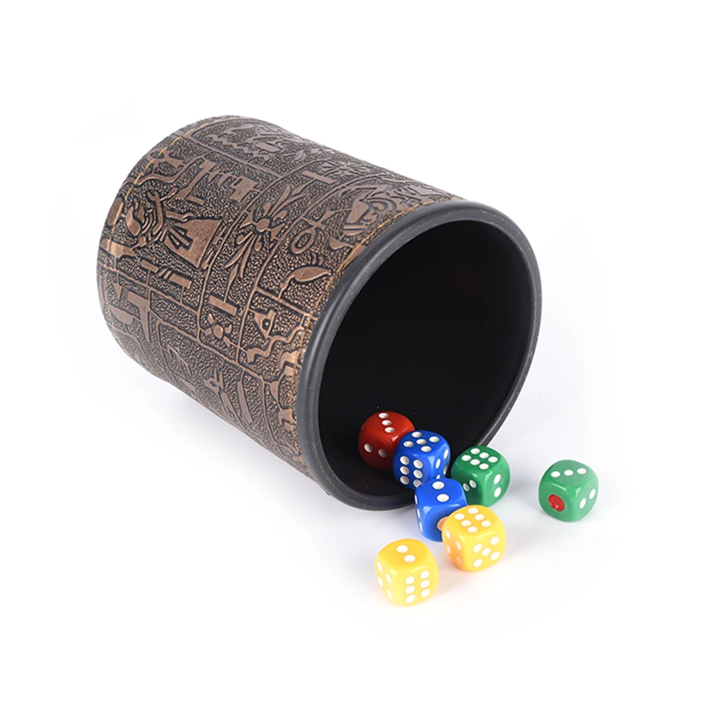 1 pcs High Quality Egyptian pattern Brown Leather Rune Dice Cup customize | Спорт и развлечения