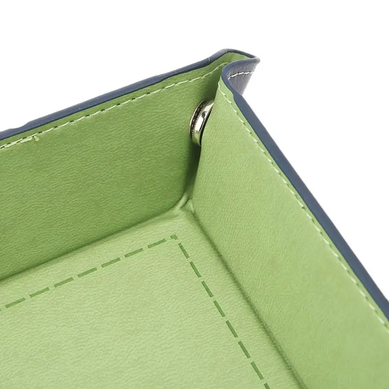 

Foldable Desktop Storage Box PU Leather Quadrilateral Tray DND Dice Key Coin Box