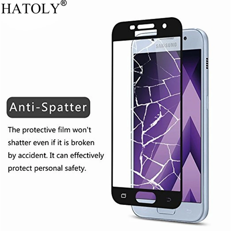 2PCS Tempered Glass For Samsung Galaxy A3 2017 Screen Protector a320f Full Cover for 3D Curved Edge Film | Мобильные телефоны и