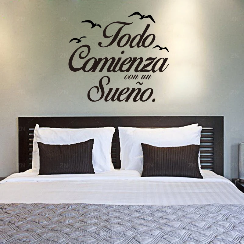 Цитаты на испанском наклейки стену с изображением птиц настенные для спальни
