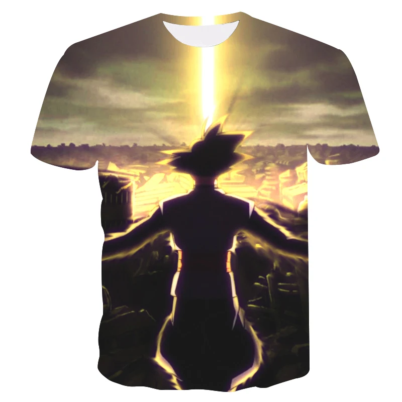 Новые футболки Dragon Ball Z мужские летние повседневные с 3D принтом Super Saiyan Son Goku