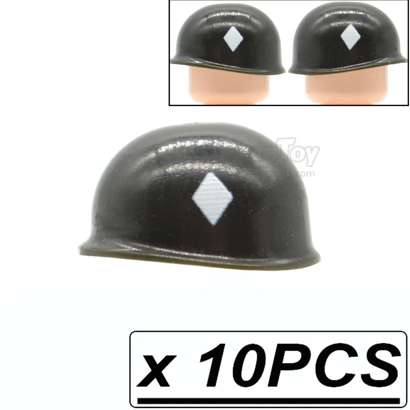 10pcs Diamond 10 шт./лот, блоки WW2, M1, США, шлемы, напечатанные солдатами-солдатами, военная армия, звание MOC, Строительные кирпичи, игрушки для детей - Цвет: 10pcs Diamond