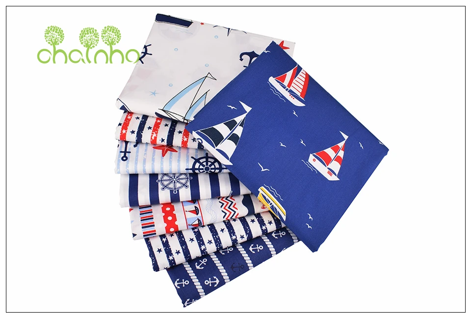 Chainho, Ocean Series,Printed Twill Cotton Fabric,Patchwork Cloth For DIY Sewing Quilting Baby&Children's Material,100x160cm