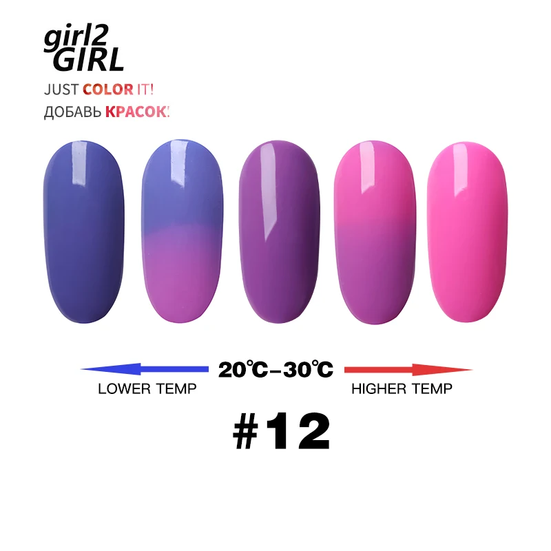 GIRL2GIRL Изменение Цвета УФ-гель для ногтей замочить Хамелеон Изменение температуры цвета