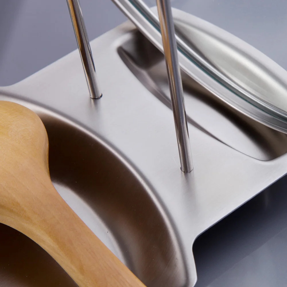 Из нержавеющей стали pan pot стойки Крышка ложка держатель уникальный Дизайн