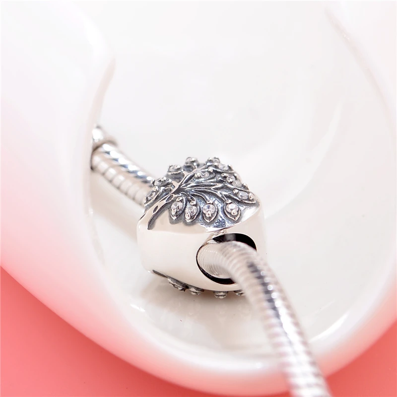 Бусина Шарм семейное дерево с прозрачным цирконием подходит для оригинального