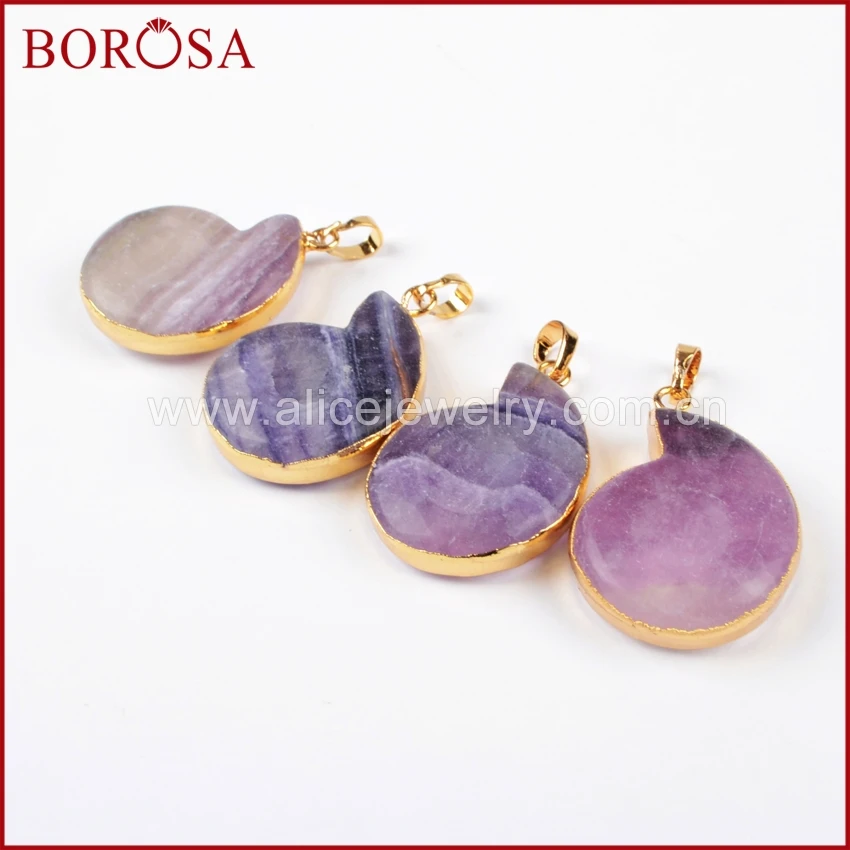 BOROSA дизайн 1 шт золотой цвет цельный аммонит натуральный мульти цветной флюорит