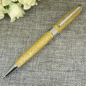 Gold ACMECN 4 шт/лот Модный Блестящий шар ручка MB стиль PU шариковая ручка из кожи для женских подарков на день ювелирные изделия хрустальные ручки с украшениями - Цвет: Gold