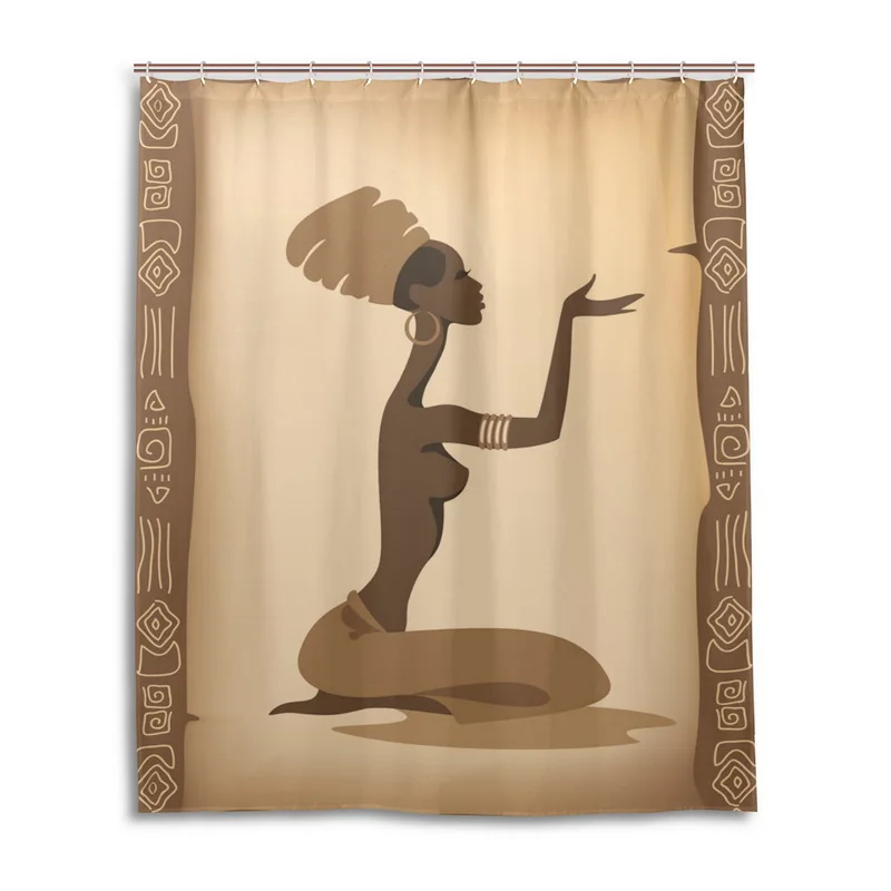Полиэфирная занавеска для ванной в африканском стиле Женская душа иллюстрация