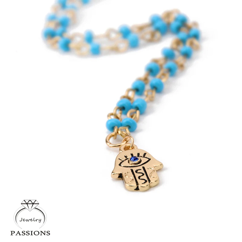 Винтажное Двухслойное ожерелье из бисера в богемском стиле Турция синий глаз