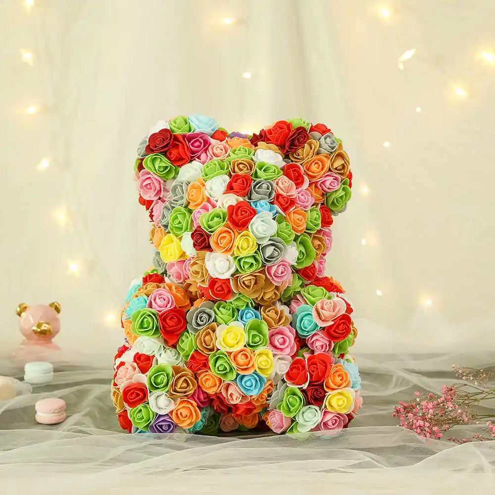Mixed color Лидер продаж 25/40 см медведь розы искусственные цветы для дома, свадьбы, праздника, недорогой браслет Свадебные украшения Подарочная коробка ремесел венок - Цвет: Mixed color
