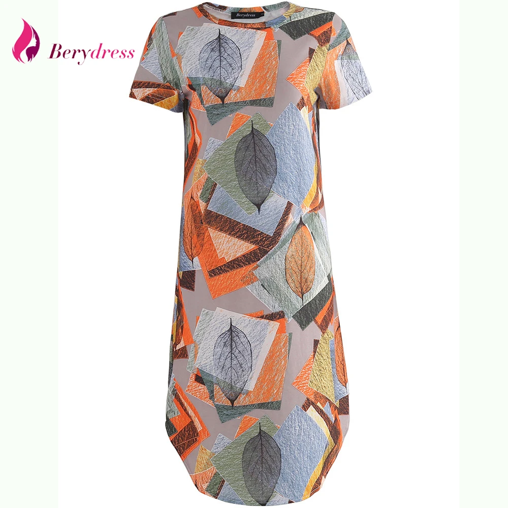 Berydress повседневное женское платье с коротким рукавом красным цветочным принтом