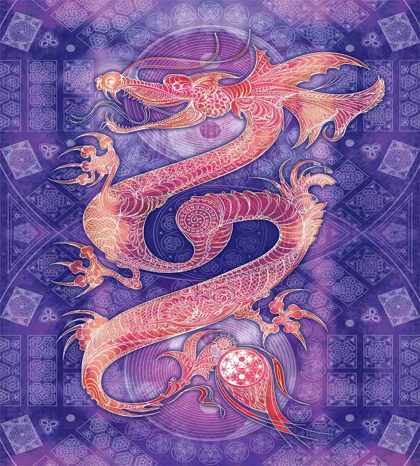 Дракон пододеяльник набор королева Размер Китайская фигура Ying Yang знаки