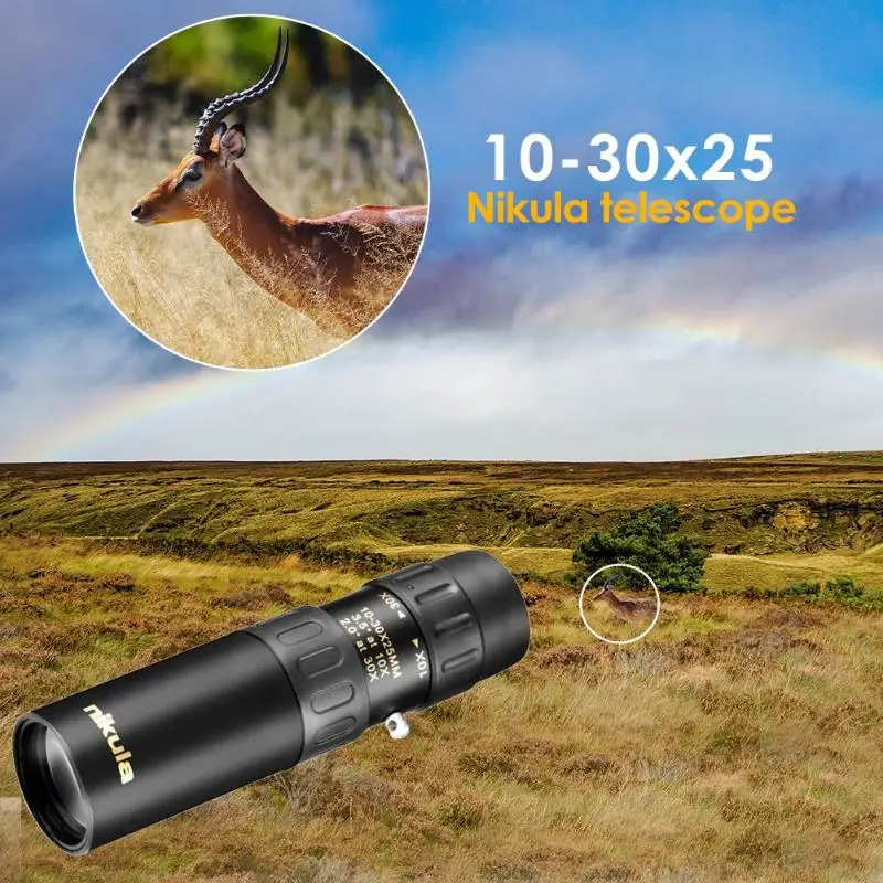 Outdoor Monocular Telescope 10-30x25 BAK4 Zoom for Hiking Camping Hunting | Инструменты