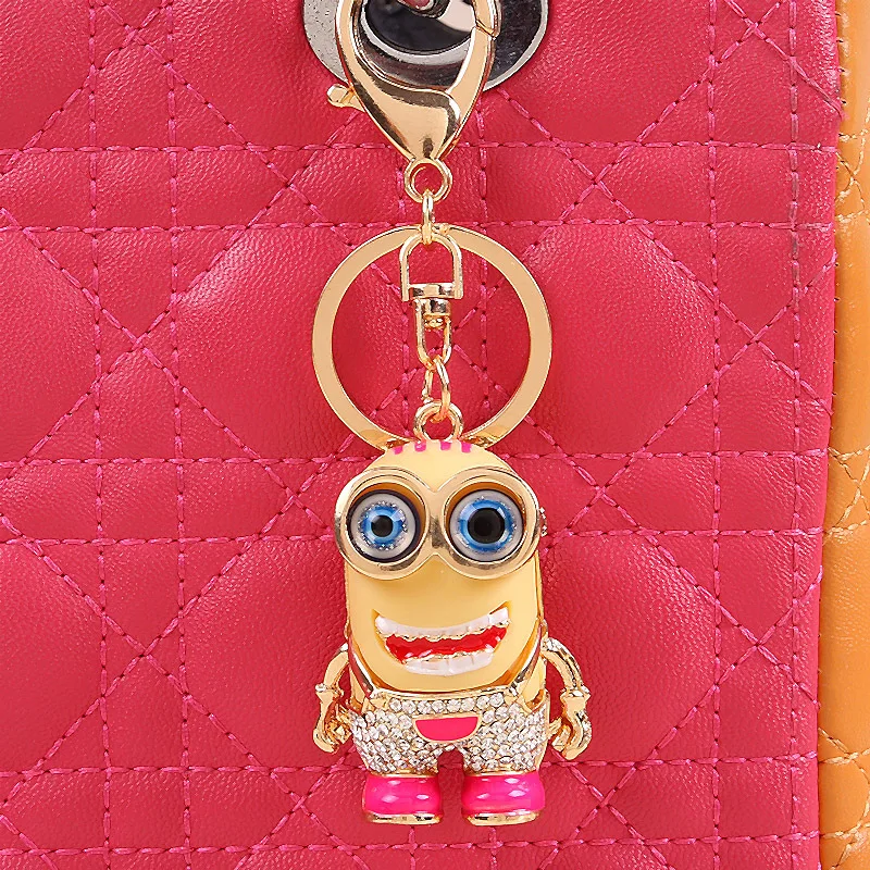 Подвески стразы оплетка 3D розовый мультяшный персонаж металлический брелок на