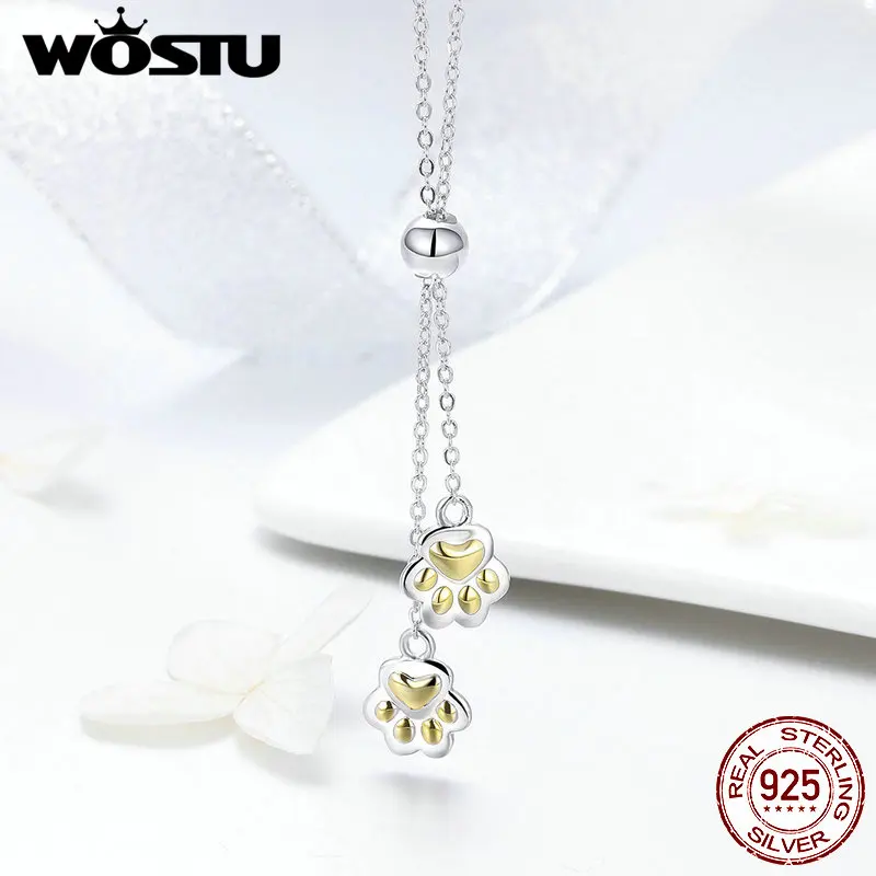 WOSTU хит продаж Настоящее серебро 925 пробы подвеска в виде лапы ожерелье для женщин