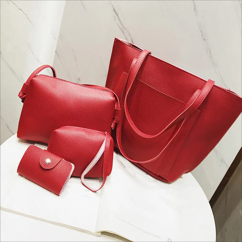 4 шт./компл. модная женская сумка из искусственной кожи сумки мессенджеры Кошелек