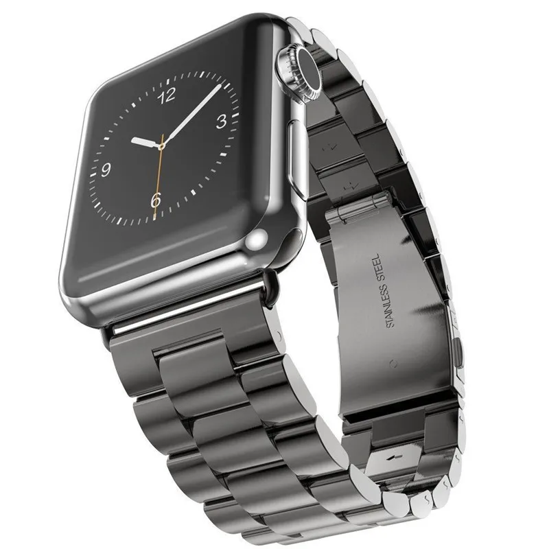 black Хохлатая ремешок для Apple Watch 3 42 мм 38 мм для iwatch 3 2 1 из нержавеющей стали наручные часы группа Ссылка Браслет ремешок для часов Ремешок - Цвет ремешка: black
