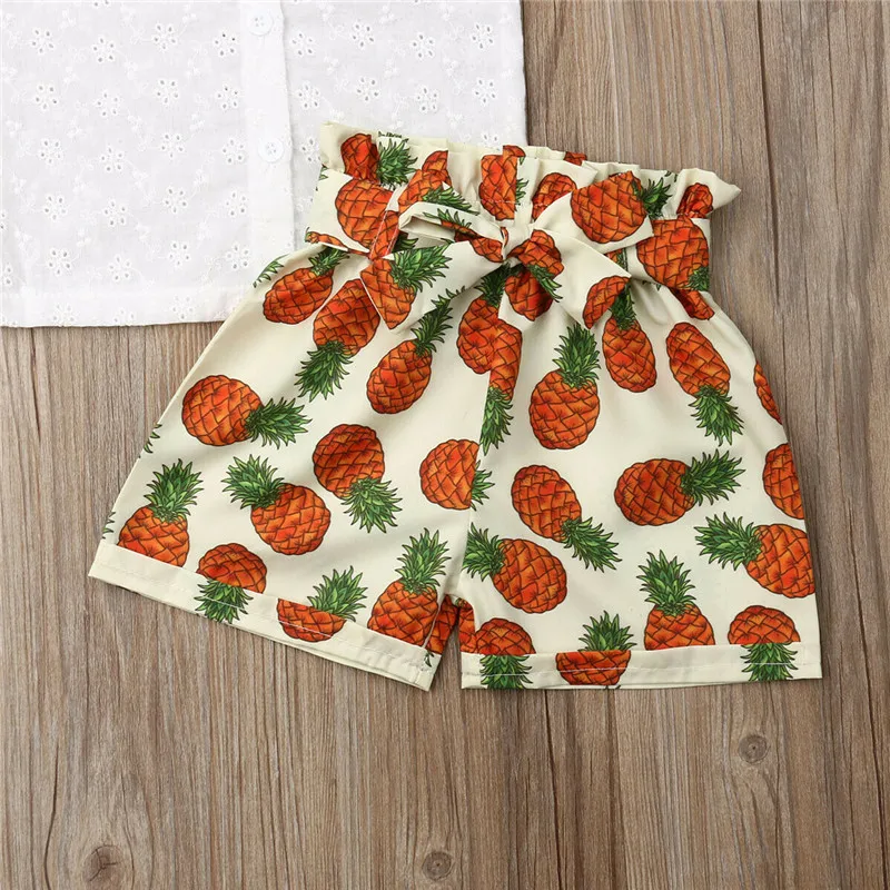 Летний детский комплект одежды принцессы для девочек Повседневная белая блузка