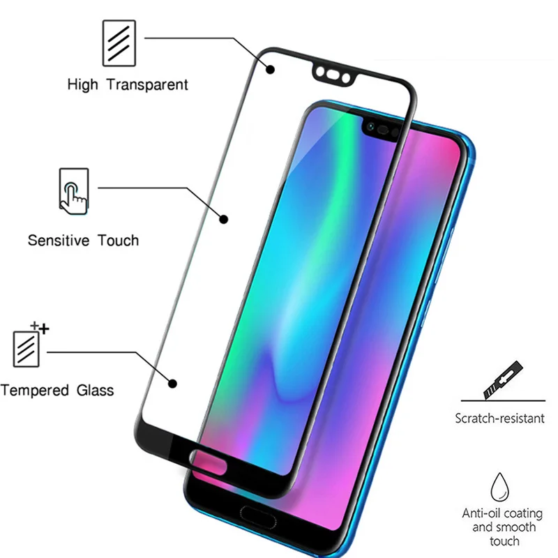 Защитное закаленное стекло 9H для Huawei honor 10 lite чехол с полным покрытием экрана huawey |