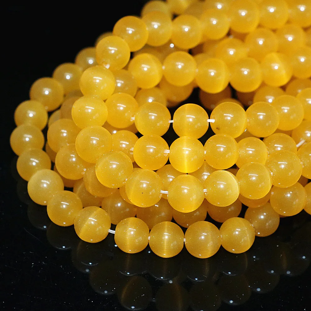 Красивые желтые элегантные камень кошачий глаз Мексиканский опал 4 6 8 10 12 мм
