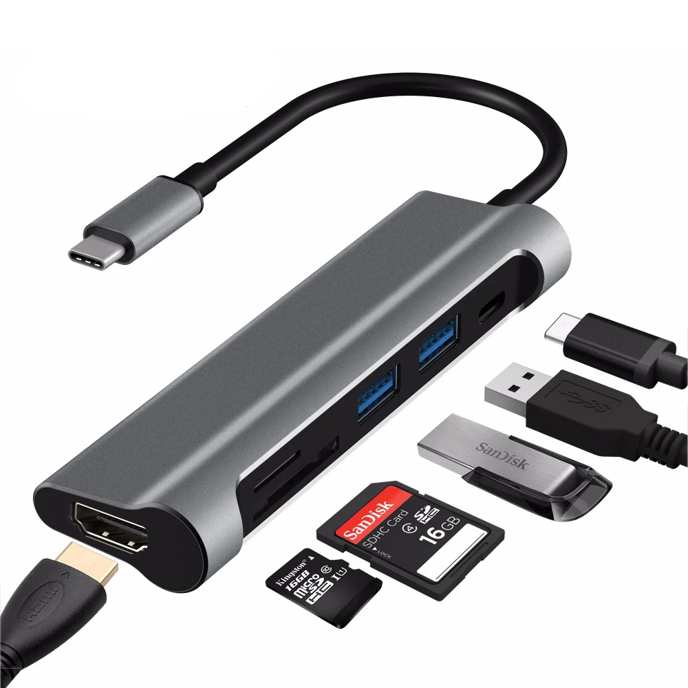 USB C HDMI концентратор 3 1 к SD/TF кардридер Type зарядный порт 2 0 адаптер для MacBook Pro HUB |