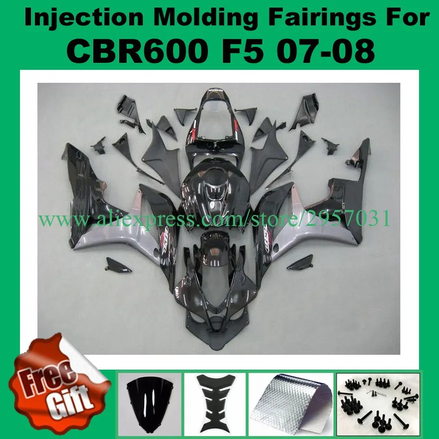 

Free screws+gifts Injection mold Fairing kit for HONDA CBR600RR F5 07 08 CBR 600RR 2007 2008 CBR600 Grey Black N236 Fairings