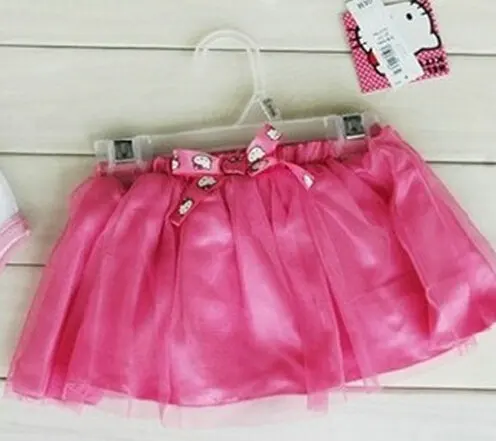 Retail Cartoon KT romper hat tulle tutu skirt 3pcs set Infants quality rompers girls jumpsuits flowers caps 041415 | Мать и ребенок