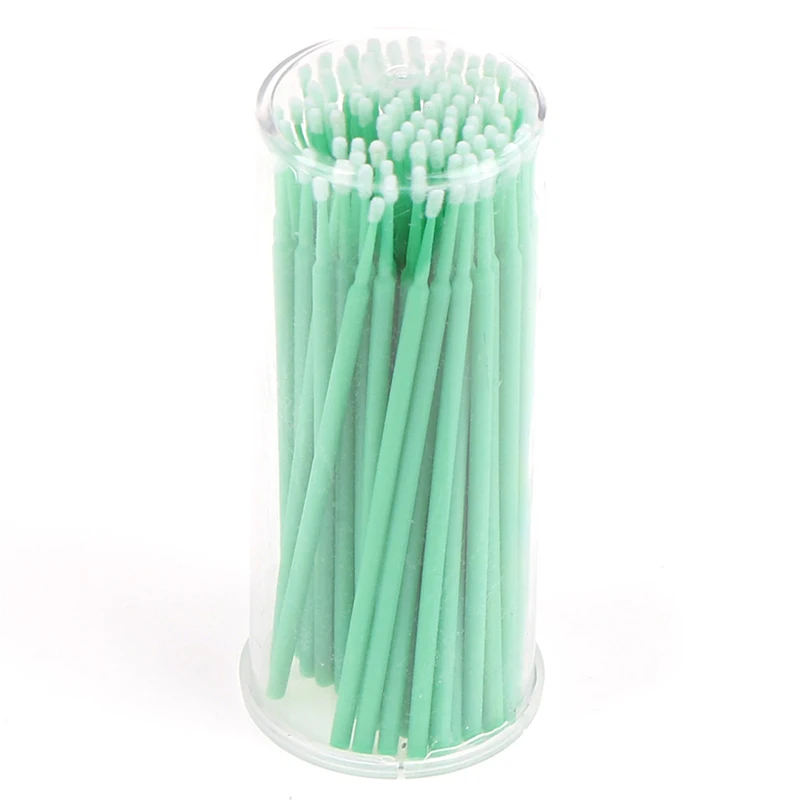 dark green 100 шт./упак. одноразовые зубные микро щетки Microbrush аппликаторы для ресниц для наращивания удалить накладные ресницы Pro ватный тампон - Цвет: dark green
