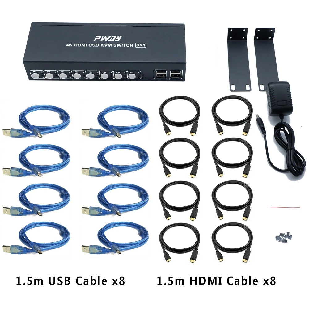 Hdmi Kvm переключатель 2 4 8 порт в 1 выход с кабелем поддержки 4K * 2K @ 30Hz и 3D EDID/HDCP