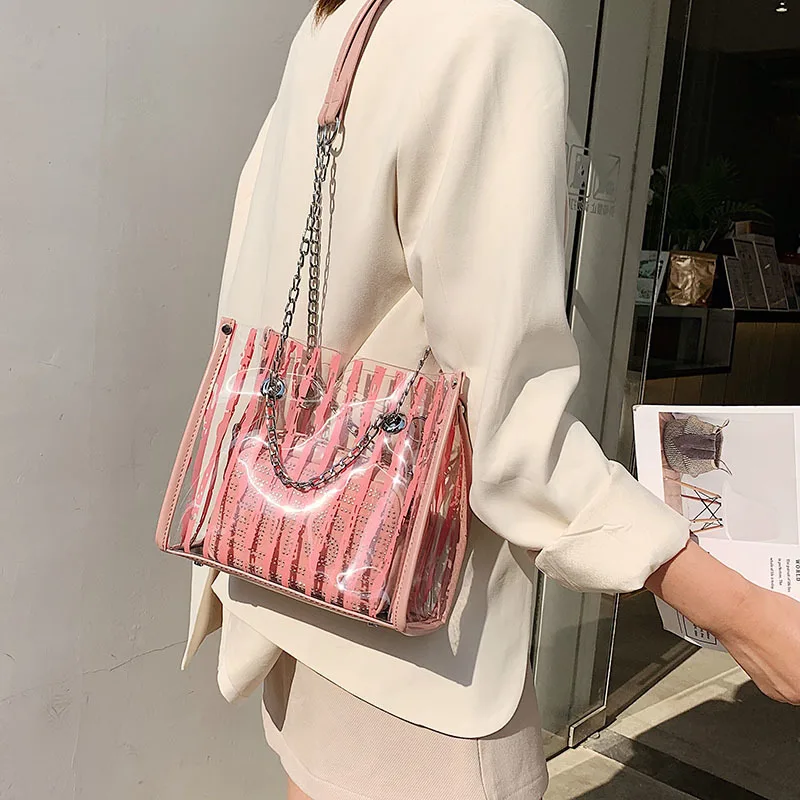 Прозрачная сумка для женщин ПВХ Пляжная женская прозрачная сумочка Роскошная