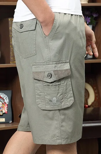 light grey Мужские шорты, летние, размера плюс, хлопок, эластичная талия, рабочие, бермуды, горячие, свободные, мешковатые, бриджи, армейский зеленый, мужские, Карго, повседневные, короткие, мужские - Цвет: light grey