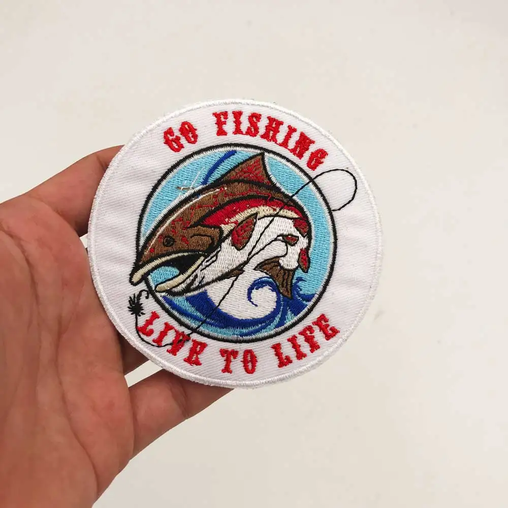 GO FISHING LIVE TO LIFE вышитая аппликация, этикетка для шитья панк байкерские нашивки одежда наклейки аксессуары для одежды значок
