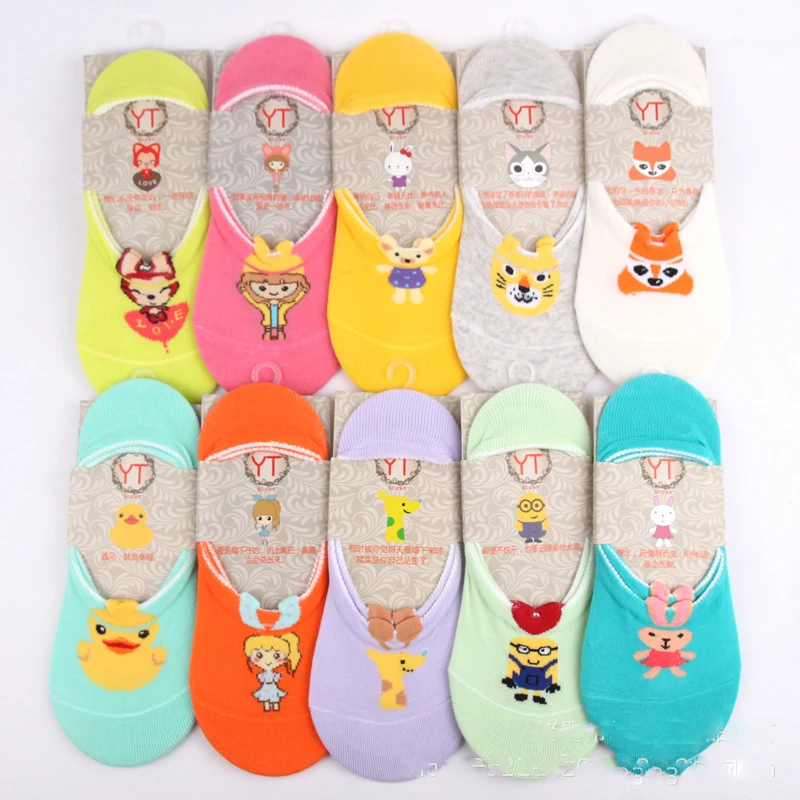 Новое поступление 2015 хлопковые носки-невидимки для девочек с героями