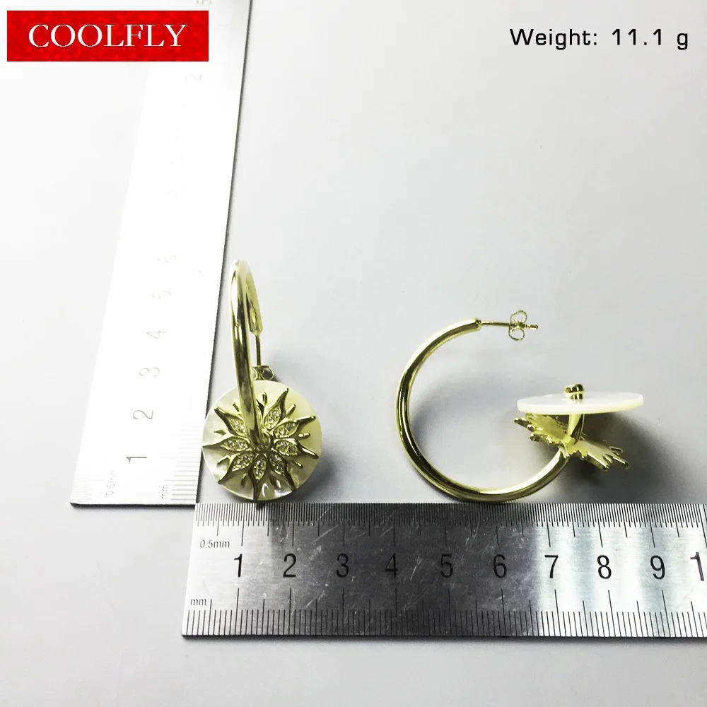 Серьги кольца золотистого цвета с сияющим солнечным корпусом для женщин модный