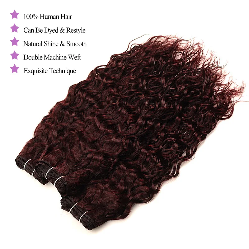 Индийские красные волнистые волосы 4 бордовые пучки с застежкой блестящие