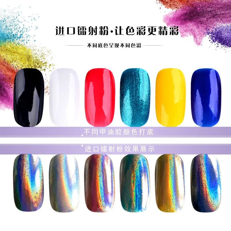 1g/box Colorful Laser Silver Electroplate Nail Art Powder Shinny Shimmer Glitter UV Nails Decoration Tips Set Kit Tool | Красота и