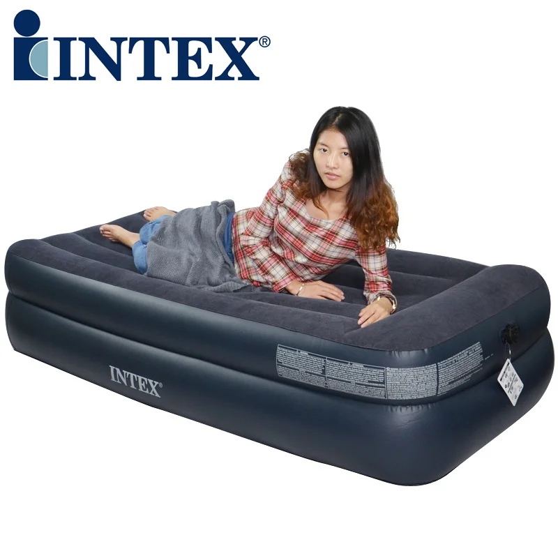 

Intex inflatable mattress 66721 single double layer luxury flock printing bed cushion