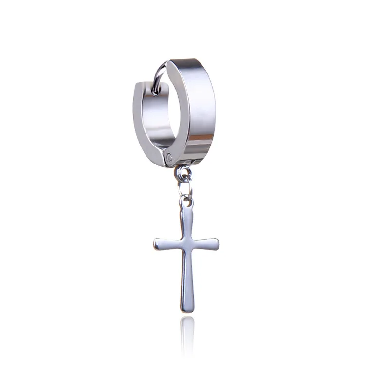 Anti allergy cross ear buttons fashionable punk earrings stainless steel tide birthday gifts wedding jewelry. | Украшения и