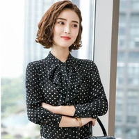 long sleeve chiffon blouses shirts for women business work wear uniform styles ladies office tops clothes blouse polka dot