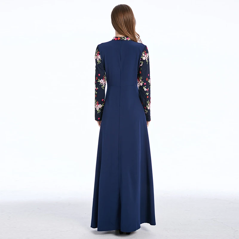 Buytiz ОАЭ сетки военно-морского флота мусульманских креп abaya Макси платье арабский