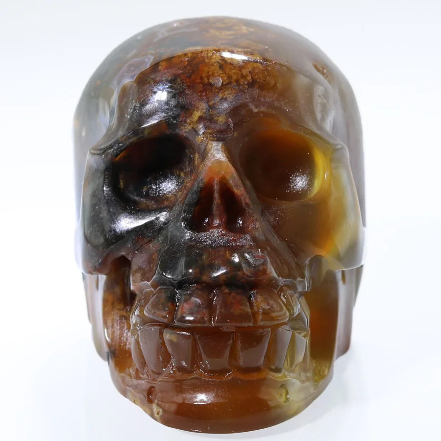 Резная Фигурка черепа из бразильского хрусталя и агата 2 79 дюйма|Камни| |