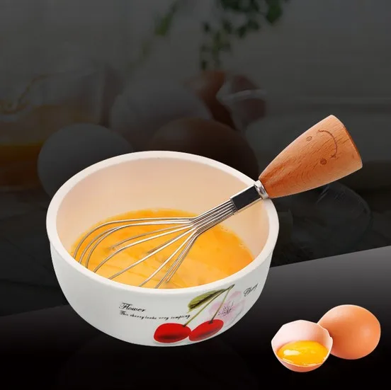 1 шт. нержавеющая сталь улыбающееся лицо деревянная ручка венчик яйцо блендер для