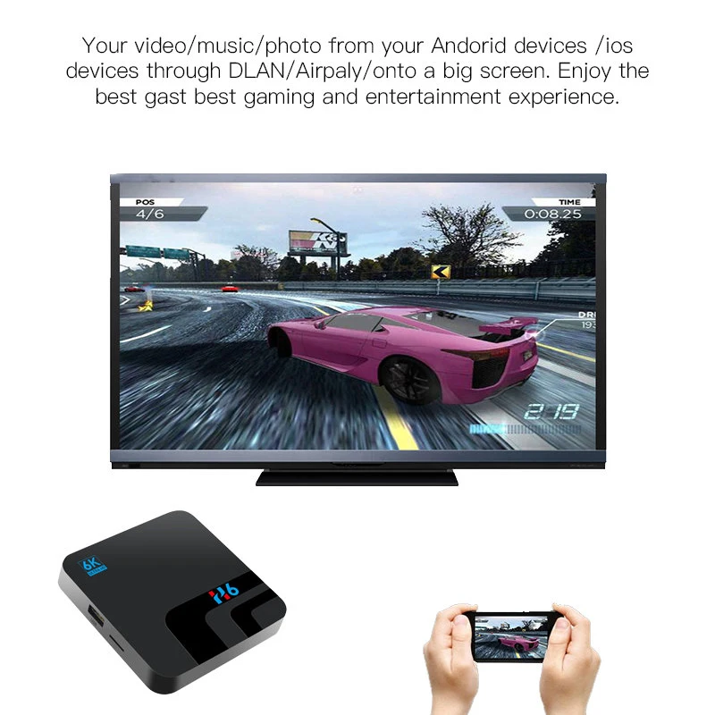 H6 Смарт ТВ приставка Bt Android 8 1 Allwinner четырехъядерный 64 бит 2G + 16G медиаплеер 6K Ultra Hd с