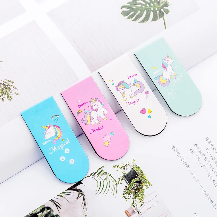 Book Accessories Unicorn Magnet Bookmark Cartoon Magnetic Bookmarks For Books 12 PCS/Lot Creative Mini Clip | Канцтовары для офиса