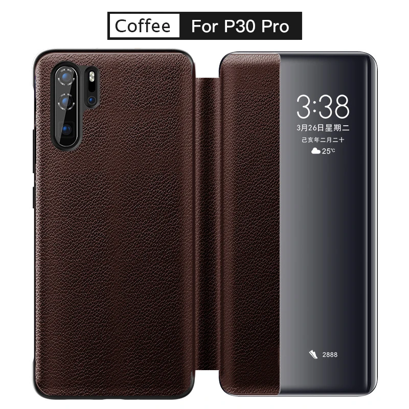 Для huawei P30 Pro, флип-кейс из натуральной кожи, умный сенсорный прозрачный оконный чехол для huawei P30Pro, роскошный бизнес-Чехол