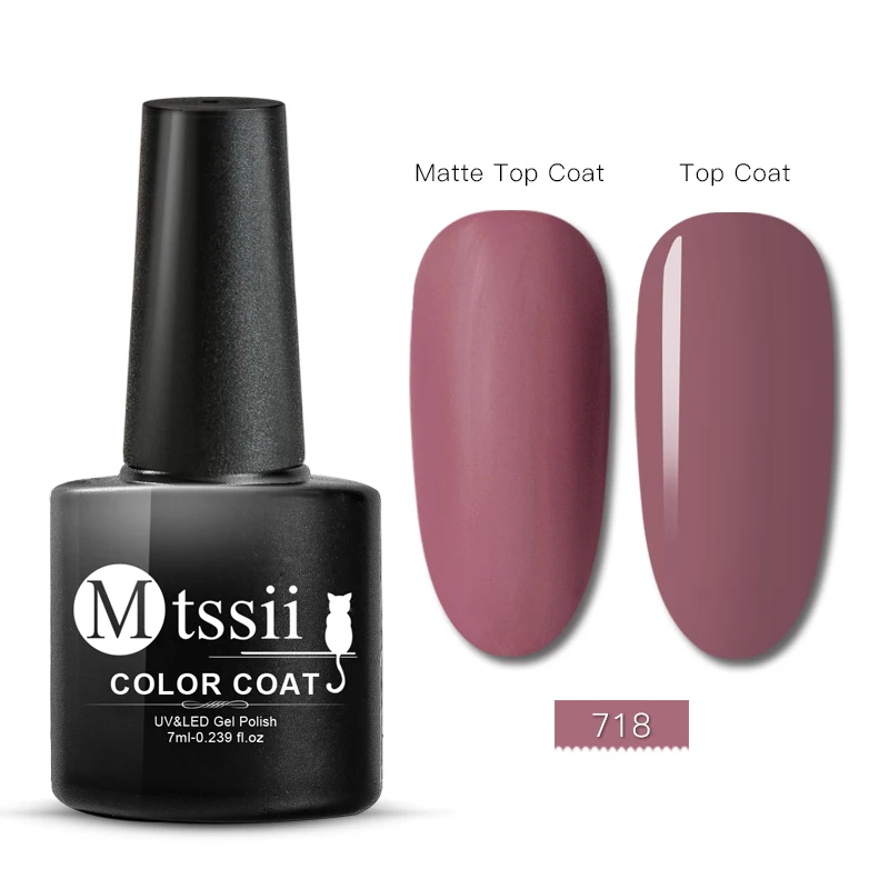 Mtssii 7ml Gel Nail Polish Matte Color Soak Off Matte Top Coat Nail Art Gel Varnish Manicure lacquer Semi Permanent Nail Gel - Color: FFW2704