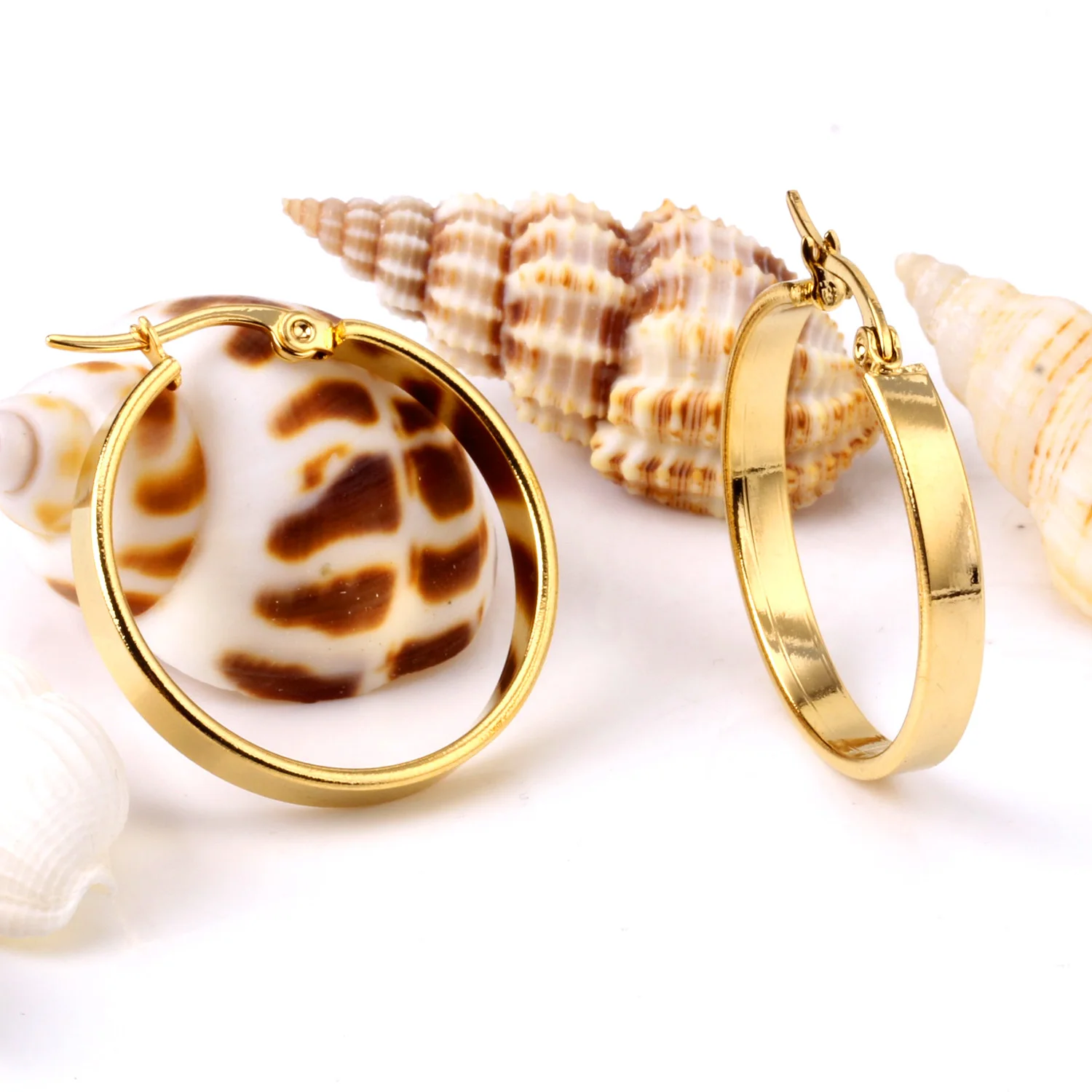 Большие серьги кольца LUXUKISSKIDS рождественские золотистые/стальные из нержавеющей